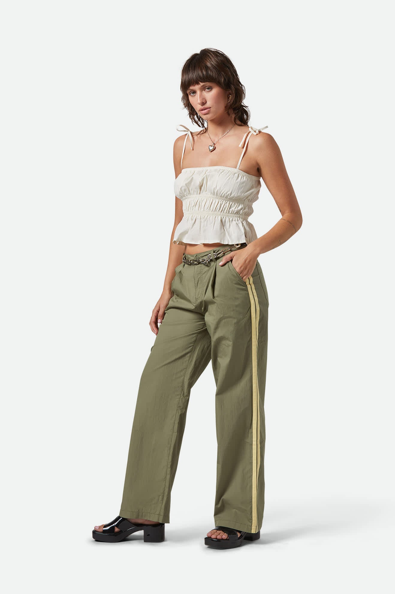 The Jane Lightweight Wide Leg Pant - Olive Surplus - Image 4